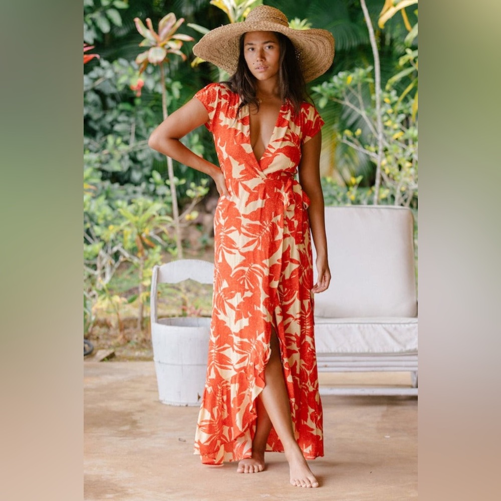 XIX Palms Hawaii Tropical Napali Wrap Dress XS NWOT